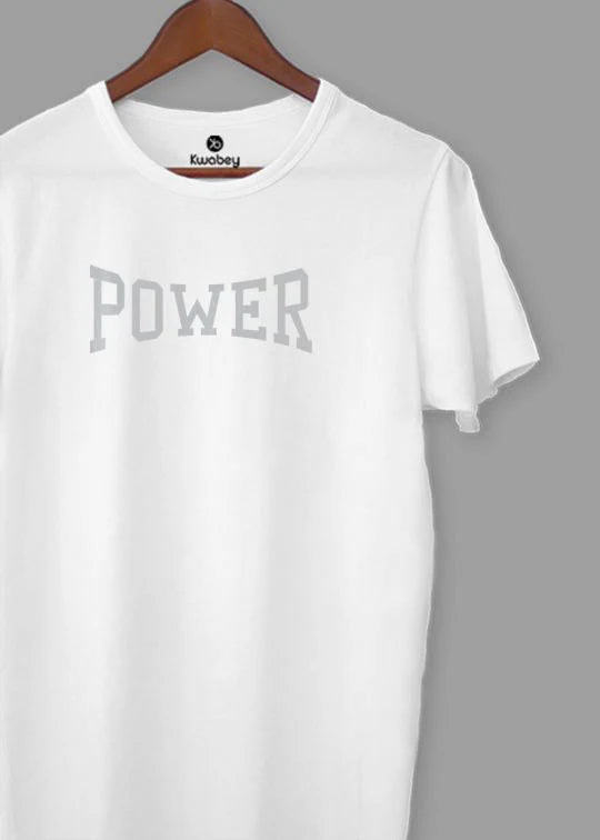 Power Printed White Half Sleeve T-Shirt For Men