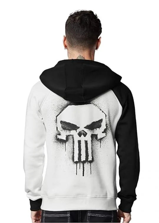 Punisher Printed White Hoodie Sweatshirt For Men