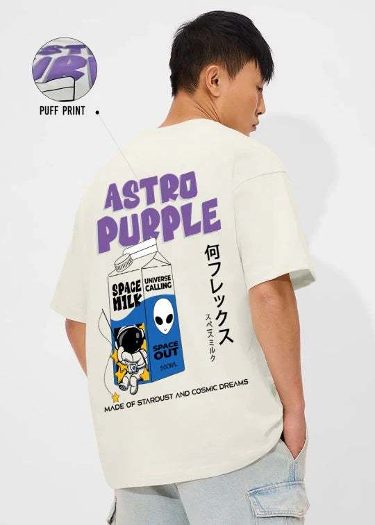 Astro Purple Off White Oversized T-shirt For Men