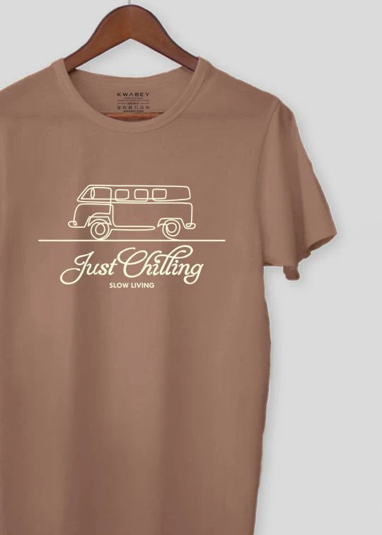 Just Chilling Mocha Moose Half Sleeve T-Shirt for Men