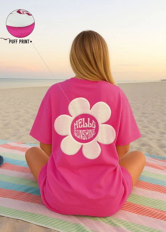 Hello Sunshine Premium Fushia Oversized T-shirt For Women