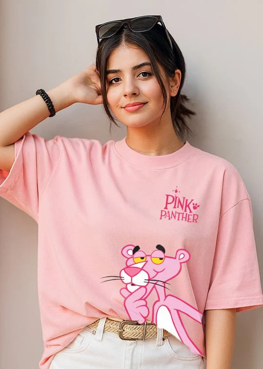 Pink Panther Baby Pink Oversized T-shirt For Women