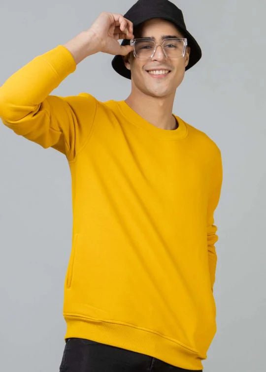 Basic Mustard Oversized Sweatshirt For Men